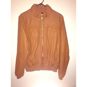Cognac Faux Leather Jacket